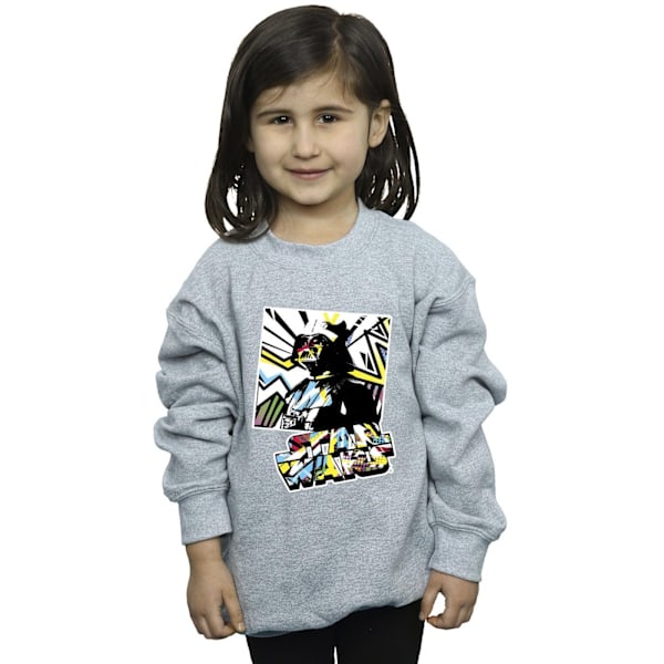 Star Wars Girls Vader Water Colour Pop Art Sweatshirt 9-11 år Sports Grey 9-11 Years