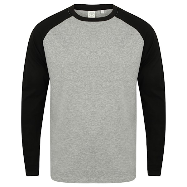 Skinnifit Herr Raglan Långärmad Baseball T-Shirt 2XL Heather Heather Grey / Black 2XL