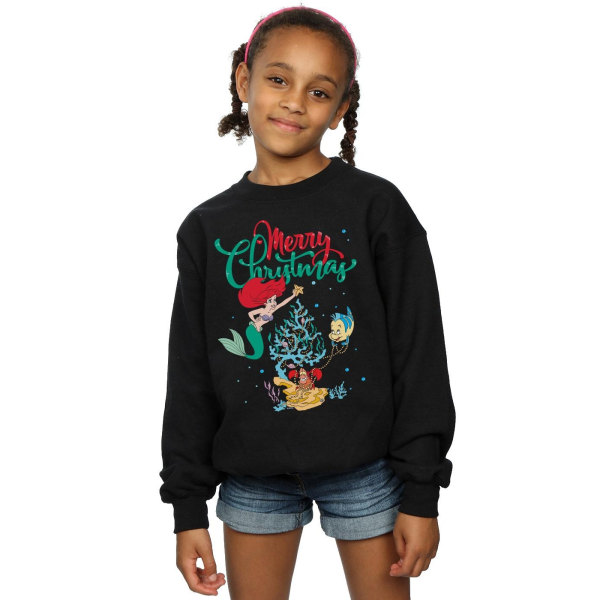 Disney Girls Princess Ariel Merry Christmas Sweatshirt 7-8 år Black 7-8 Years
