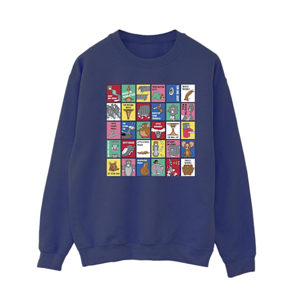 Tom And Jerry Dam/Damer Rutnät Kvadrater Sweatshirt XXL Marin Blå Navy Blue XXL