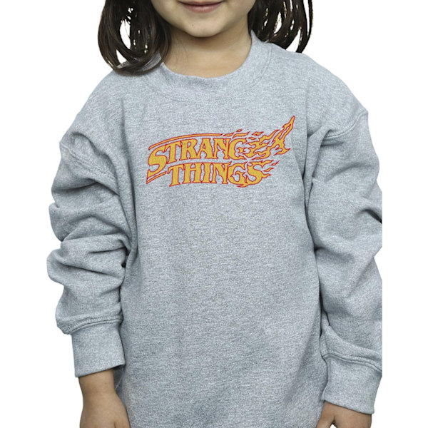 Netflix Girls Stranger Things Logo Breaking Sweatshirt 12-13 år Sports Grey 12-13 Years