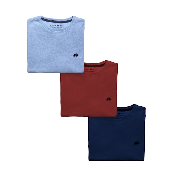 Raging Bull Herr Classic Organisk Bomulls T-shirt (3-pack) XL Blue/Red/Navy XL