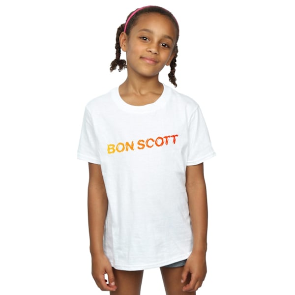 Bon Scott Girls Shattered Logo Bomull T-shirt 3-4 år Vit White 3-4 Years