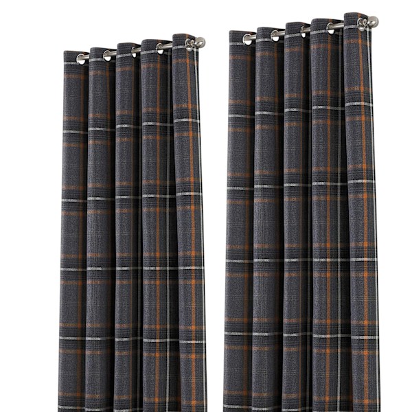 Riva Home Aviemore Rutiga mönstrade ringgardiner 66 x 54 tum ( Rust 66 x 54in (168 x 137cm)