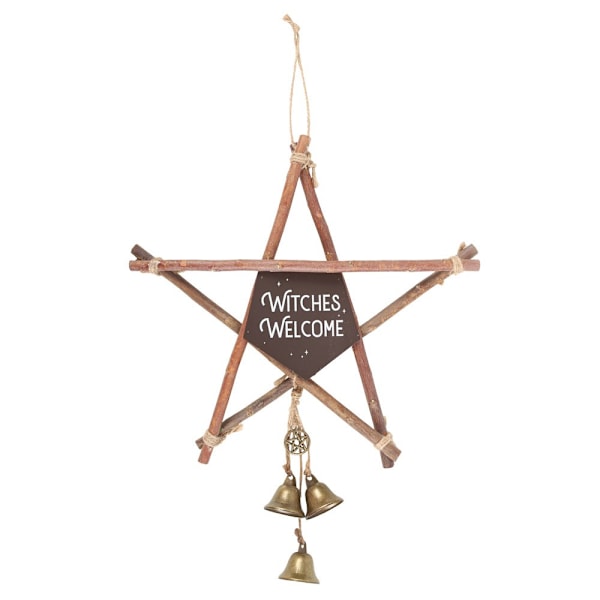 Något annorlunda häxor välkomna Willow Pentagram dörrskylt Brown/White One Size