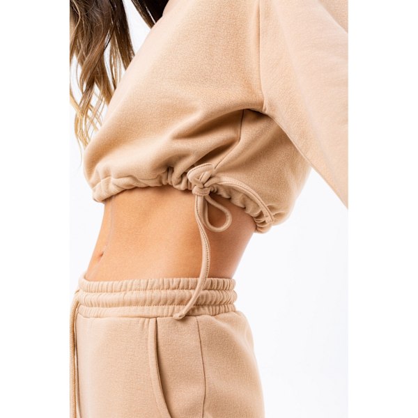 Hype Dam/Kvinnor Tie Crop Sweatshirt 18 UK Sand Sand 18 UK