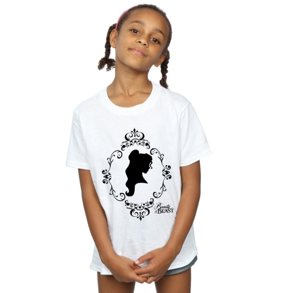 Disney Princess Girls Belle Silhouette Cotton T-Shirt 12-13 Ja White 12-13 Years