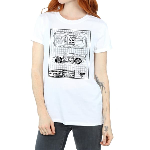 Disney Dam/Dam Bilar Blixten McQueen Ritning Bomull Bo White S
