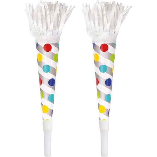 Unik fest fransad regnbågs prickar ljudgenerator (6-pack) En storlek vit/flerfärgad White/Multicoloured One Size