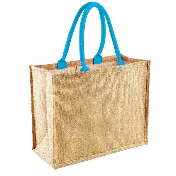 Westford Mill Classic Jute Shopper Bag (21 liter) (paket med 2) Natural/Surf Blue One Size