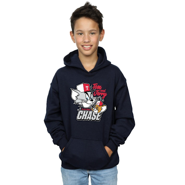 Tom och Jerry Pojkar Katt & Musjakt Hoodie 9-11 År Marinblå Navy Blue 9-11 Years