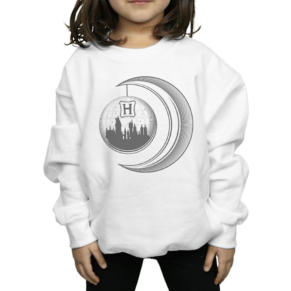 Harry Potter Tjejer Hogwarts Månsweatshirt 7-8 År Vit White 7-8 Years