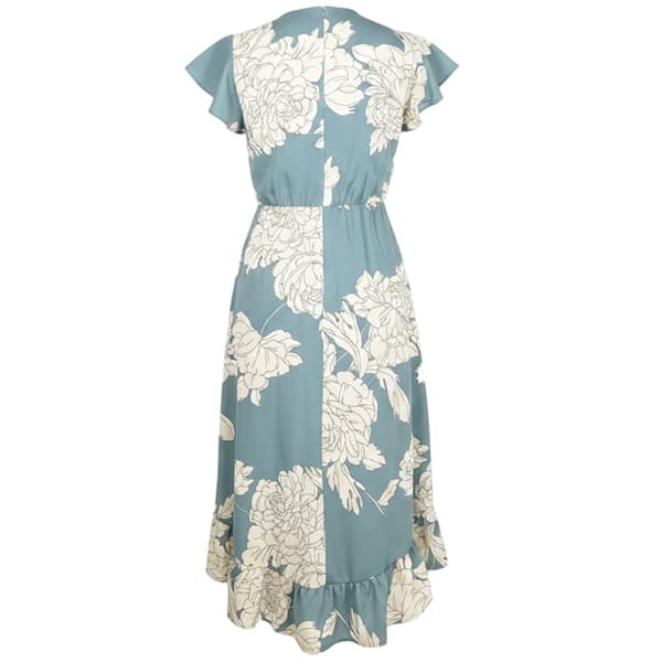 AX Paris Dam/Kvinnor Blommig Midiklänning i Polyester 10 UK Duck Egg Duck Egg/Cream 10 UK