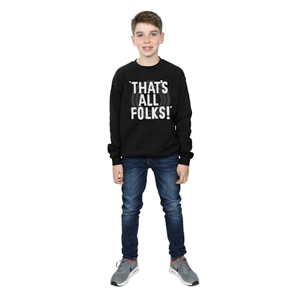 Looney Tunes Boys That´s All Folks Text Sweatshirt 5-6 År Bl Black 5-6 Years