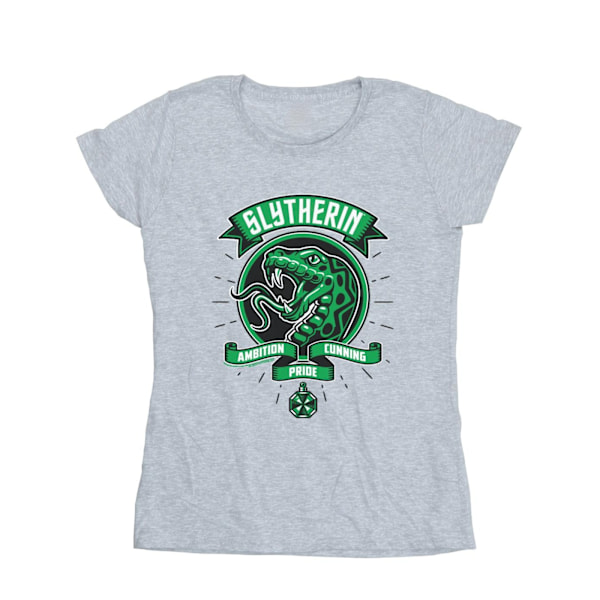 Harry Potter Dam/Kvinnor Slytherin Toon Crest Bomull T-shirt Sports Grey M