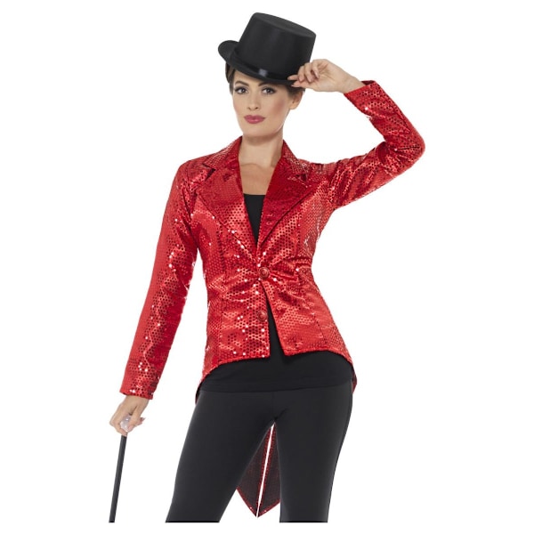 Smiffys Dam/Dam Sequinkostym Frack L Röd Red L