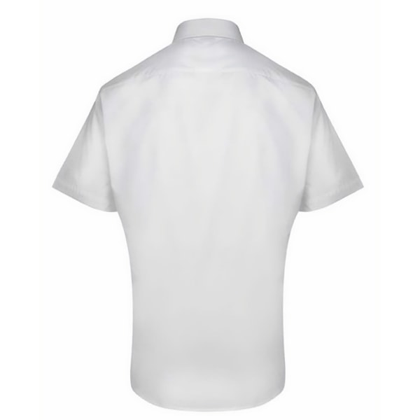 Premier Mens Supreme Poplin Kortärmad Skjorta 15,5 tum Vit White 15.5in