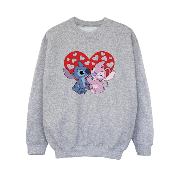 Disney Boys Lilo & Stitch Hearts Sweatshirt 7-8 år Sports Grå Sports Grey 7-8 Years