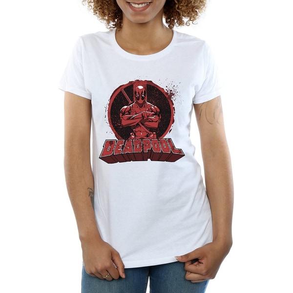 Deadpool dam/dam armar korsade logotyp bomull T-shirt XL vit White XL