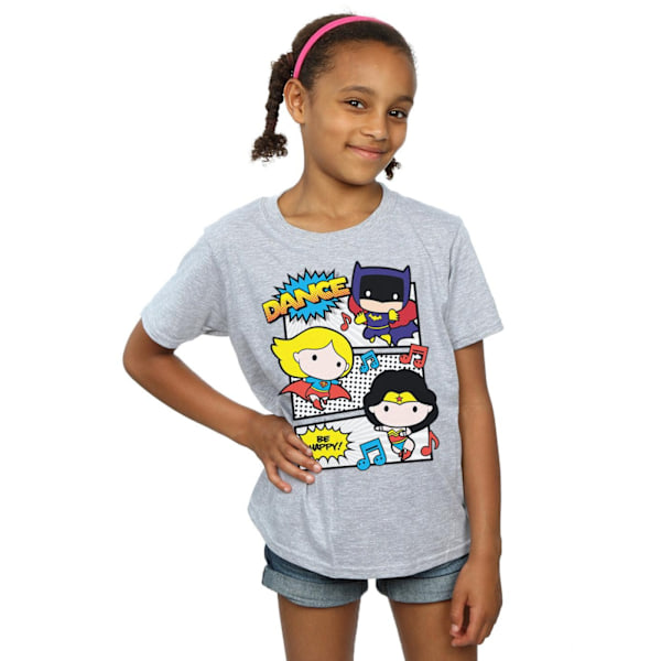 DC Comics Girls Chibi Super Friends Dance Bomull T-shirt 12-13 Sports Grey 12-13 Years