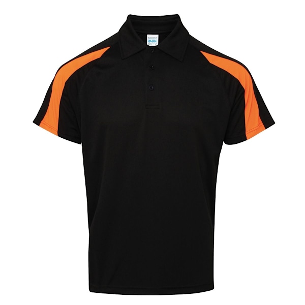 AWDis Just Cool Herr Kortärmad Kontrastpanel Polotröja XL Jet Black/Electric Orange XL