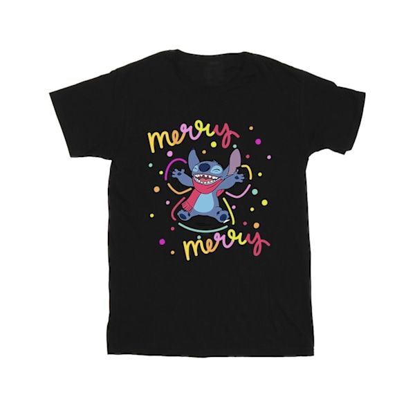 Disney Girls Lilo & Stitch Merry Rainbow Bomull T-shirt 3-4 år Black 3-4 Years