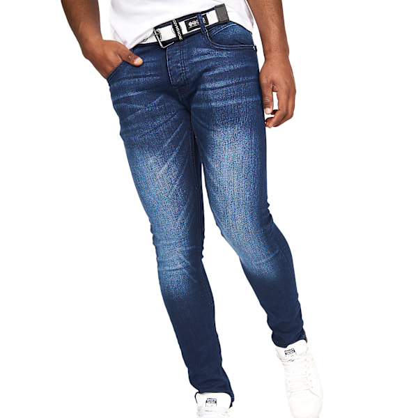 Crosshatch Herr Barbeck Slim Jeans 32L Mörk Tvätt Dark Wash 32L