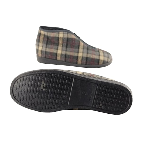 Sleepers Mens Jed II Thermal Zip Check Bootee Slippers 7 UK Grå Grey 7 UK