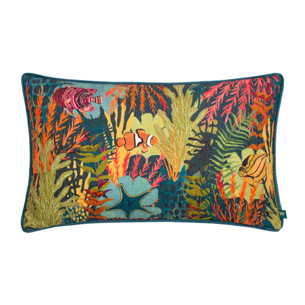 Wylder Abyss Coral Bay Chenille Kuddfodral 30cm x 50cm Multi Multicoloured 30cm x 50cm