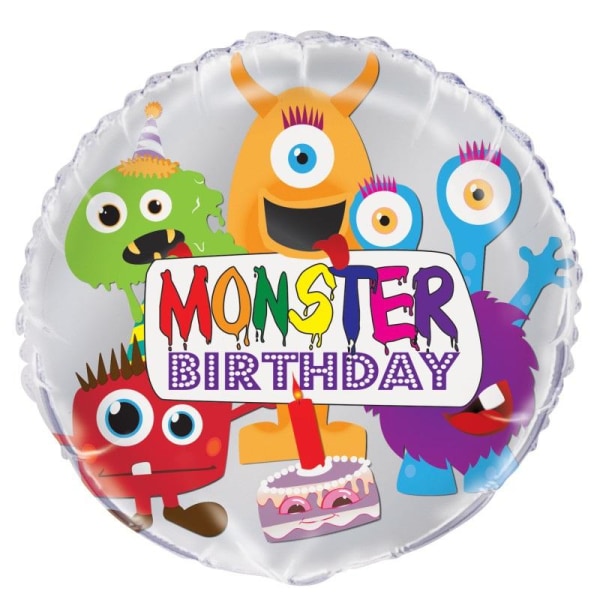 Unique Party Monster Happy Birthday Folieballong En Storlek Flerfärgad Multicoloured One Size
