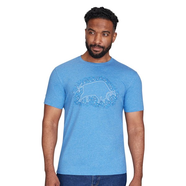 Raging Bull Herr T-shirt med Scatter Stitch XXL Denim Blå Denim Blue XXL