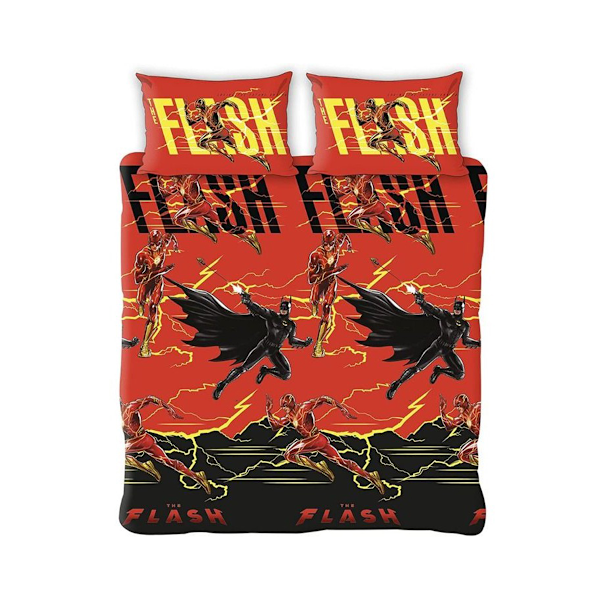 The Flash Vändbar Påslakan Set Dubbel Röd/Svart Red/Black Double