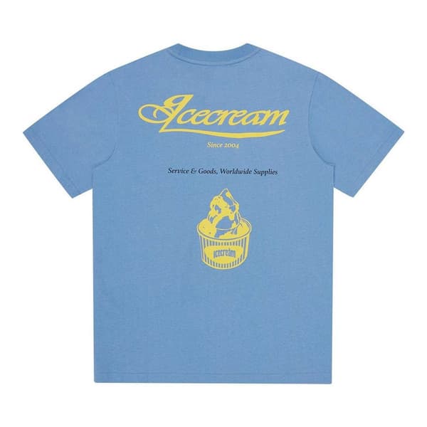 ICECREAM Herr T-shirt med grafiskt tryck, normal passform L Ljusblå Light Blue L