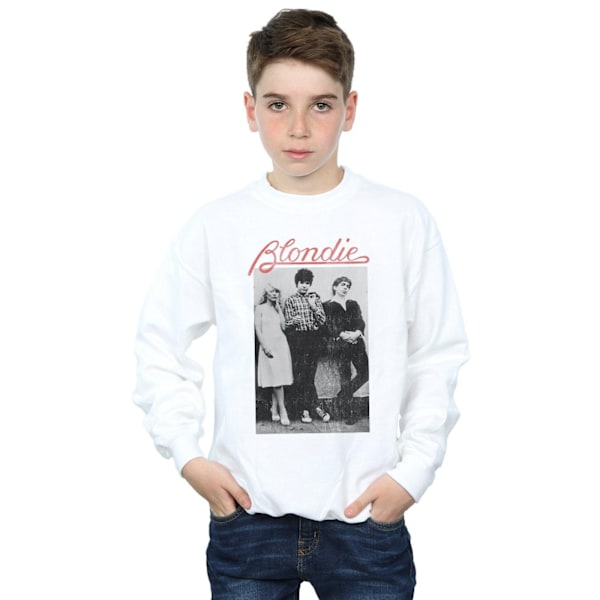 Blondie Boys Distressed Band Sweatshirt 7-8 år Vit White 7-8 Years