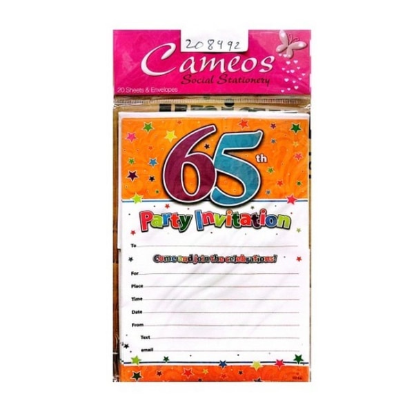 Cameos 65th Invitations (paket med 20) One Size Vit/Flerfärgad White/Multicoloured One Size