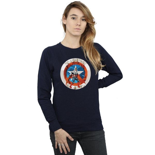 Marvel Womens/Ladies Captain America Sam Wilson Shield Sweatshirt Navy Blue XXL