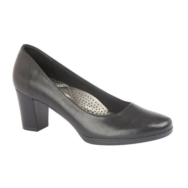 Boulevard Dam/Dam PU Läder Plain Court Sko (55mm Klack) Black 4 UK