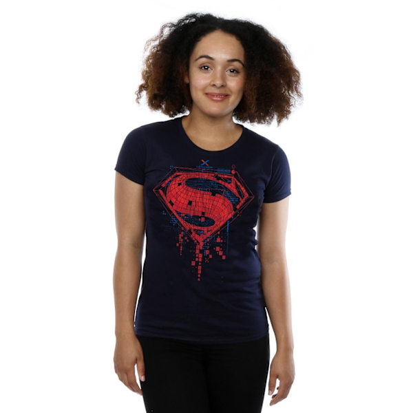 DC Comics Dam/Kvinnor Batman v Superman Geo Logo Bomull T-shirt Navy Blue XXL