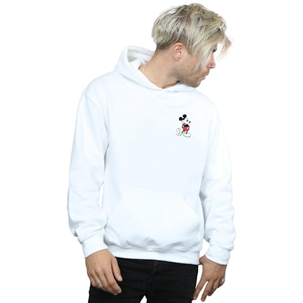 Disney Herr Mickey Mouse Kickin Retro Bröst Hoodie L Vit White L