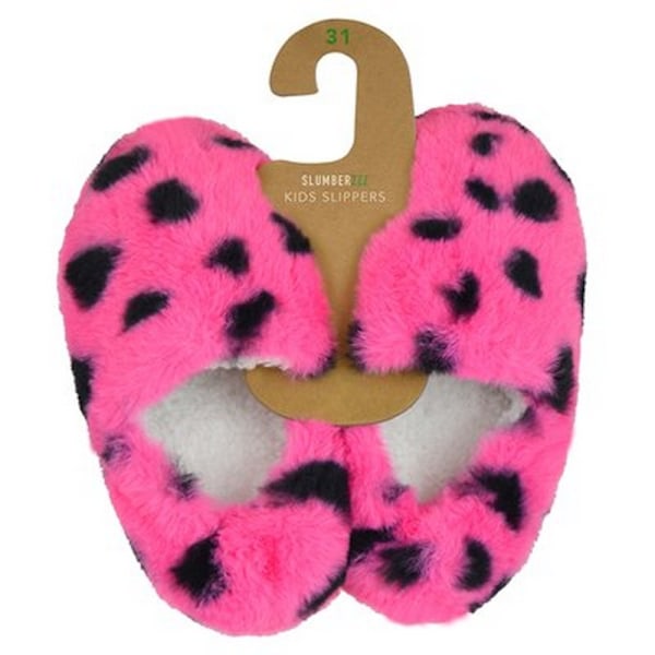 Slumberzzz Barn/Barn Leopard Print Tofflor 10 Barn UK P Pink/Black 10 Child UK