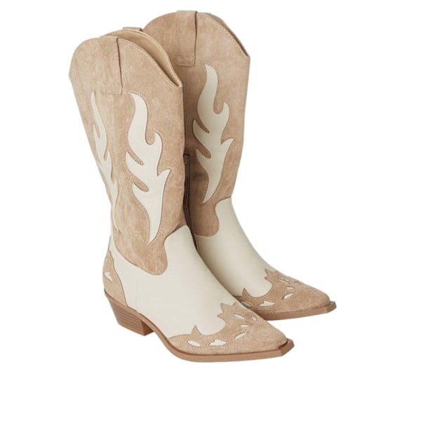 Dorothy Perkins Dam/Dam Kirrily Tvåfärgade Cowboy Boots 5 U Taupe 5 UK