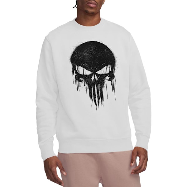 The Punisher Unisex Vuxen Stor Logotyp Sweatshirt XXL Vit White XXL