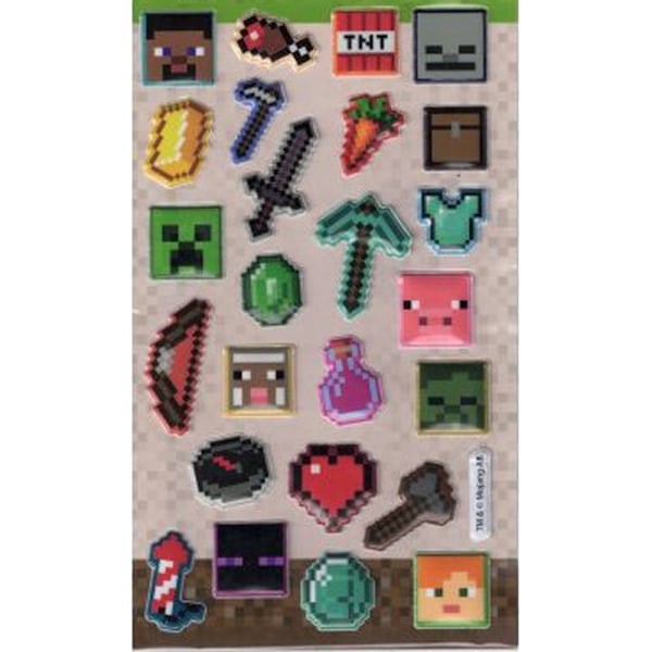 Minecraft Återanvändbara Puffiga Klistermärken (25-pack) One Size Multico Multicoloured One Size