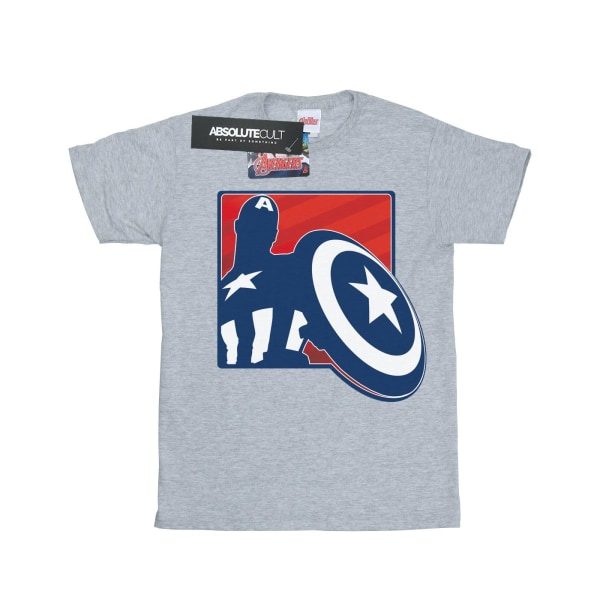 Marvel Girls Avengers Captain America Outline T-shirt i bomull 5- Sports Grey 5-6 Years