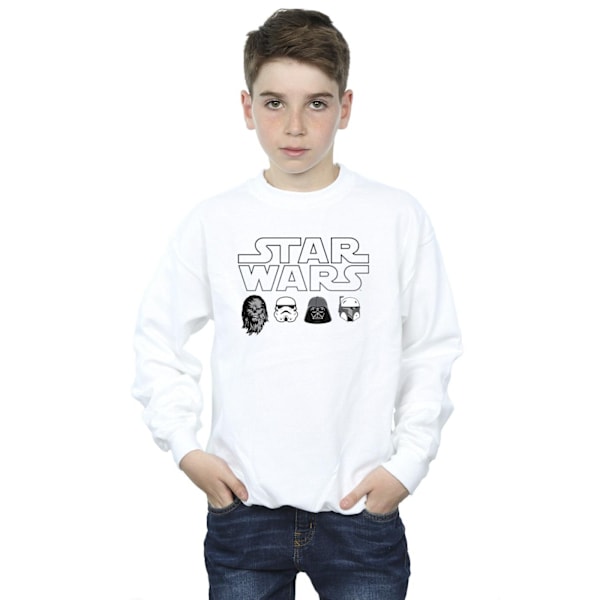 Star Wars Pojkar Karaktärs Huvuden Sweatshirt 7-8 År Vit White 7-8 Years