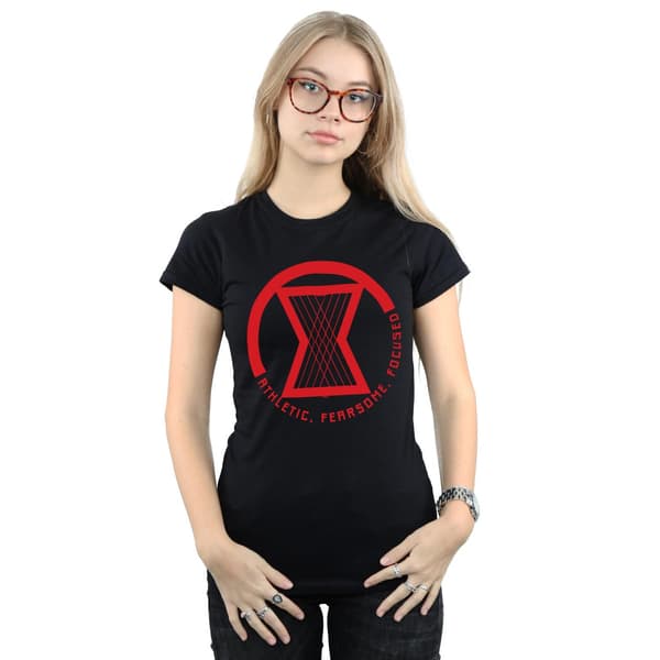 Marvel Dam/Dam Black Widow Film Atletisk Logotyp Bomulls T-shirt Black M