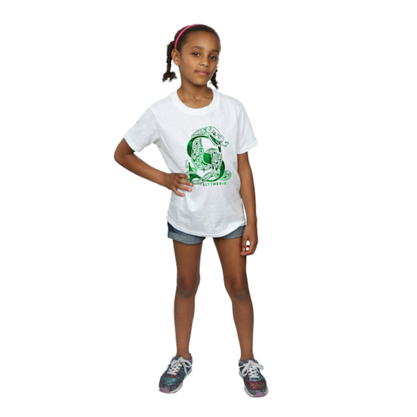 Harry Potter T-shirt i bomull med orm för flickor i Slytherin, 5-6 år, vit White 5-6 Years
