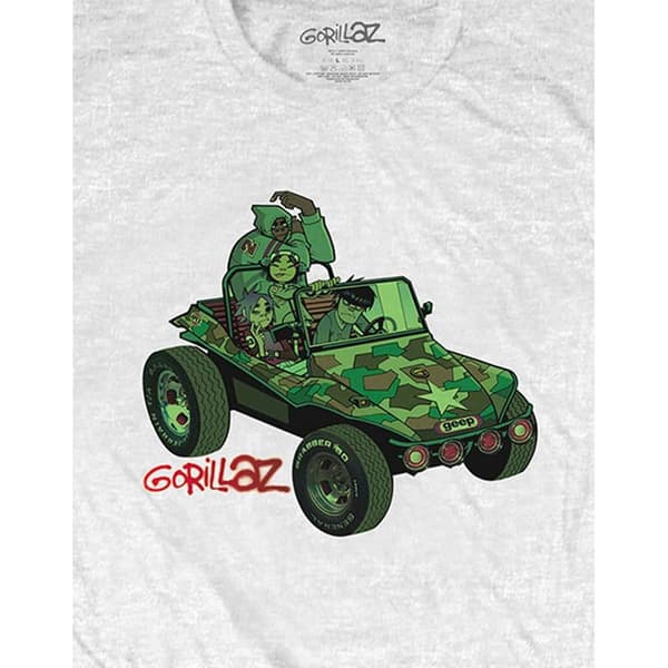Gorillaz Unisex Jeep T-shirt M Vit White M