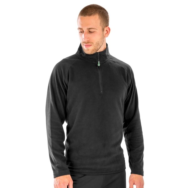 Resultat Äkta Återvunnen Herr Micro Zip Neck Fleece L Svart Black L