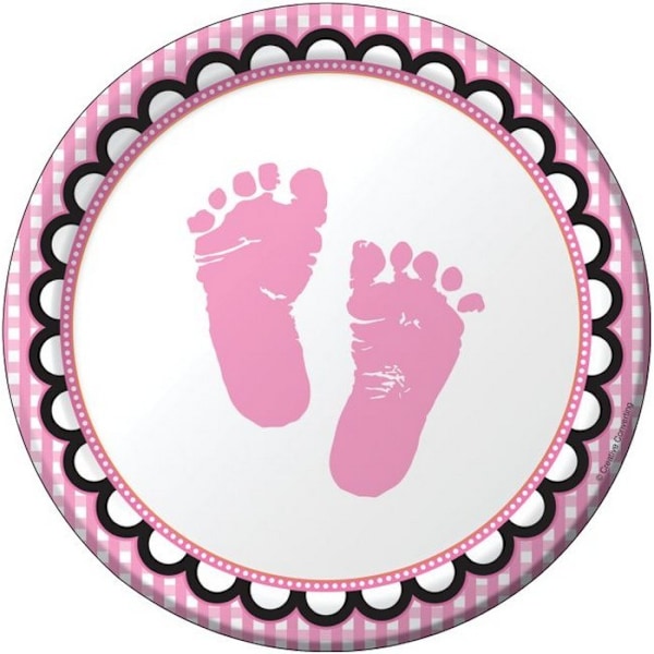 Creative Converting Baby Foot Dessert Plate (8-pack) En Storlek Pink/White/Black One Size